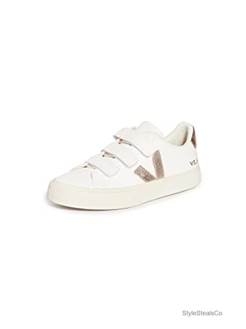 Veja Recife Logo Sneakers Rubber Sole Metallic V Velcro Casual Walking